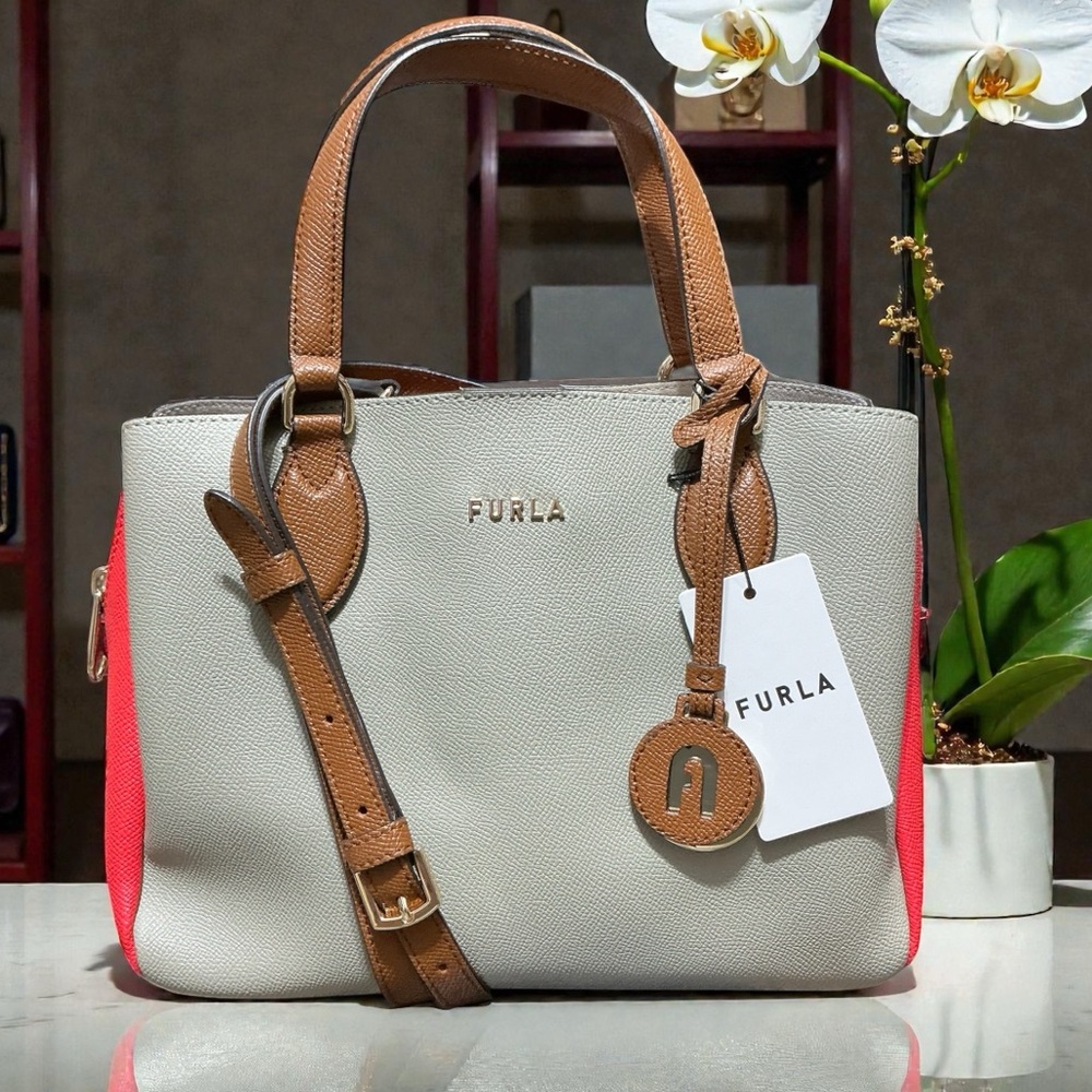 FURLA Minerva S Tote Vitello Andromeda Colorblock Leather NWT